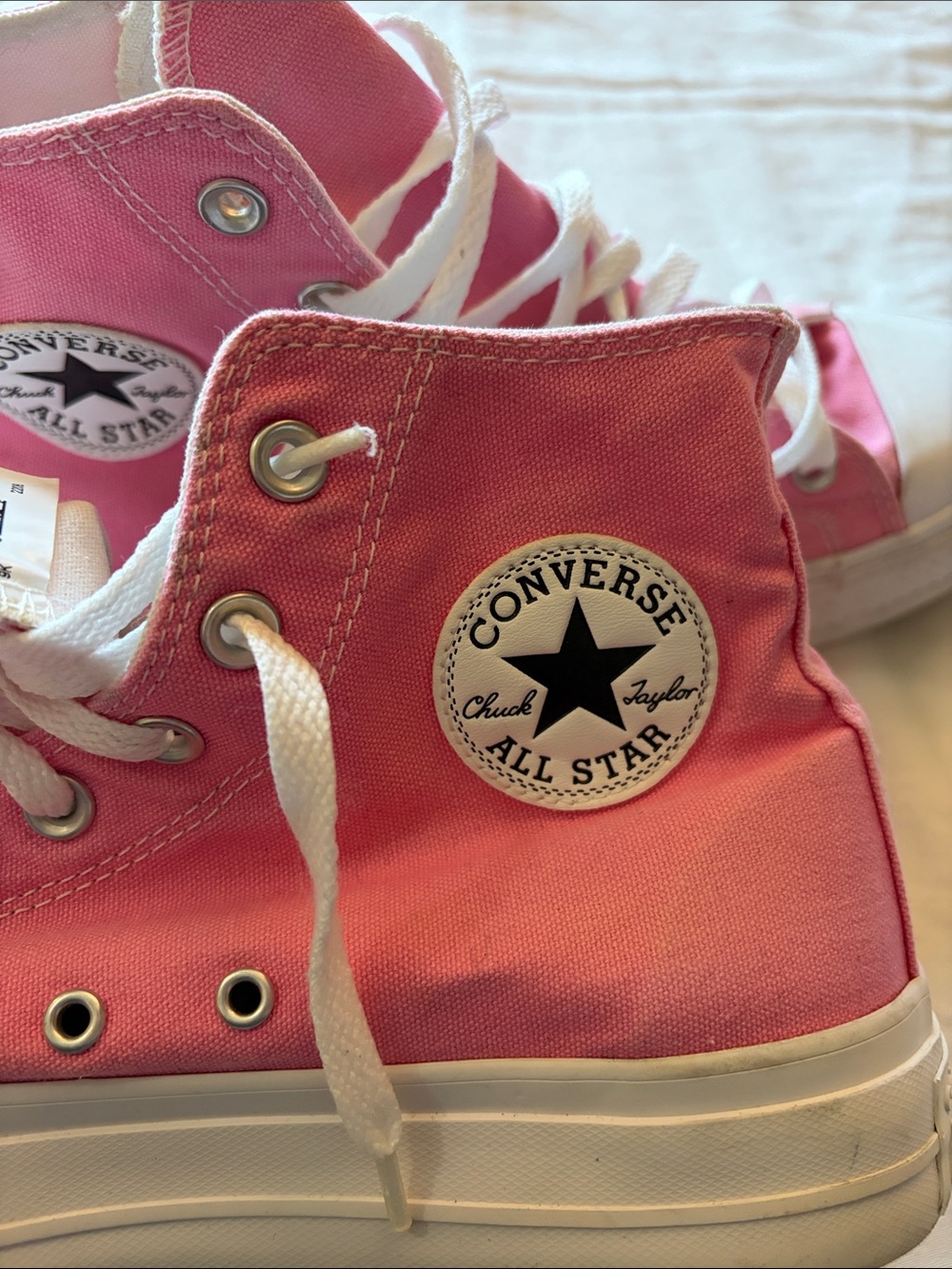 Converse Bubblegum Pink High-Top Canvas Sneakers with White Accents - Picture 4 of 4